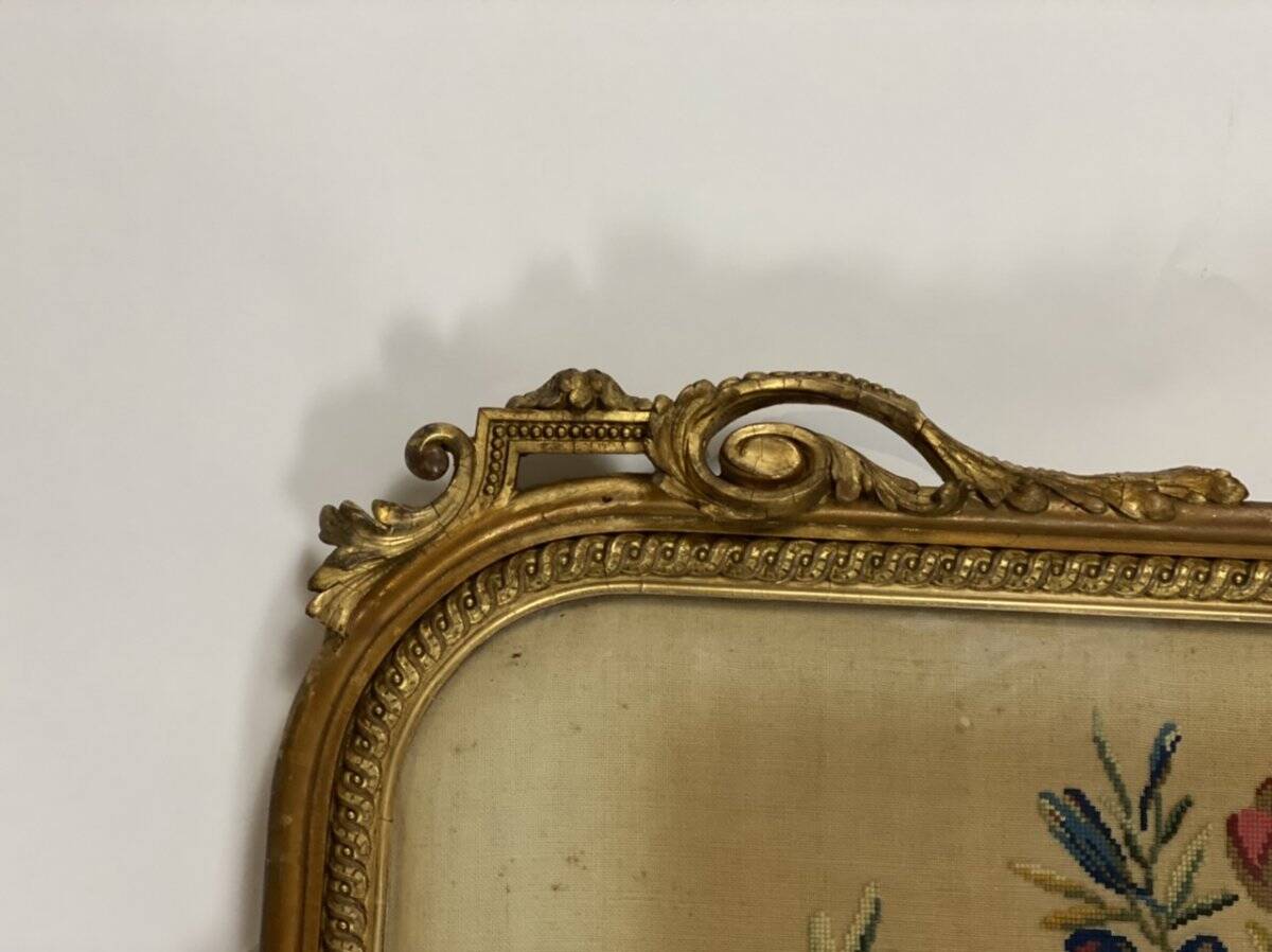 Cross-stitch tapestry in a Louis XVI style frame from around 1900.