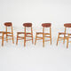 Set of four teak plywood chairs, The Netherlands 1950's