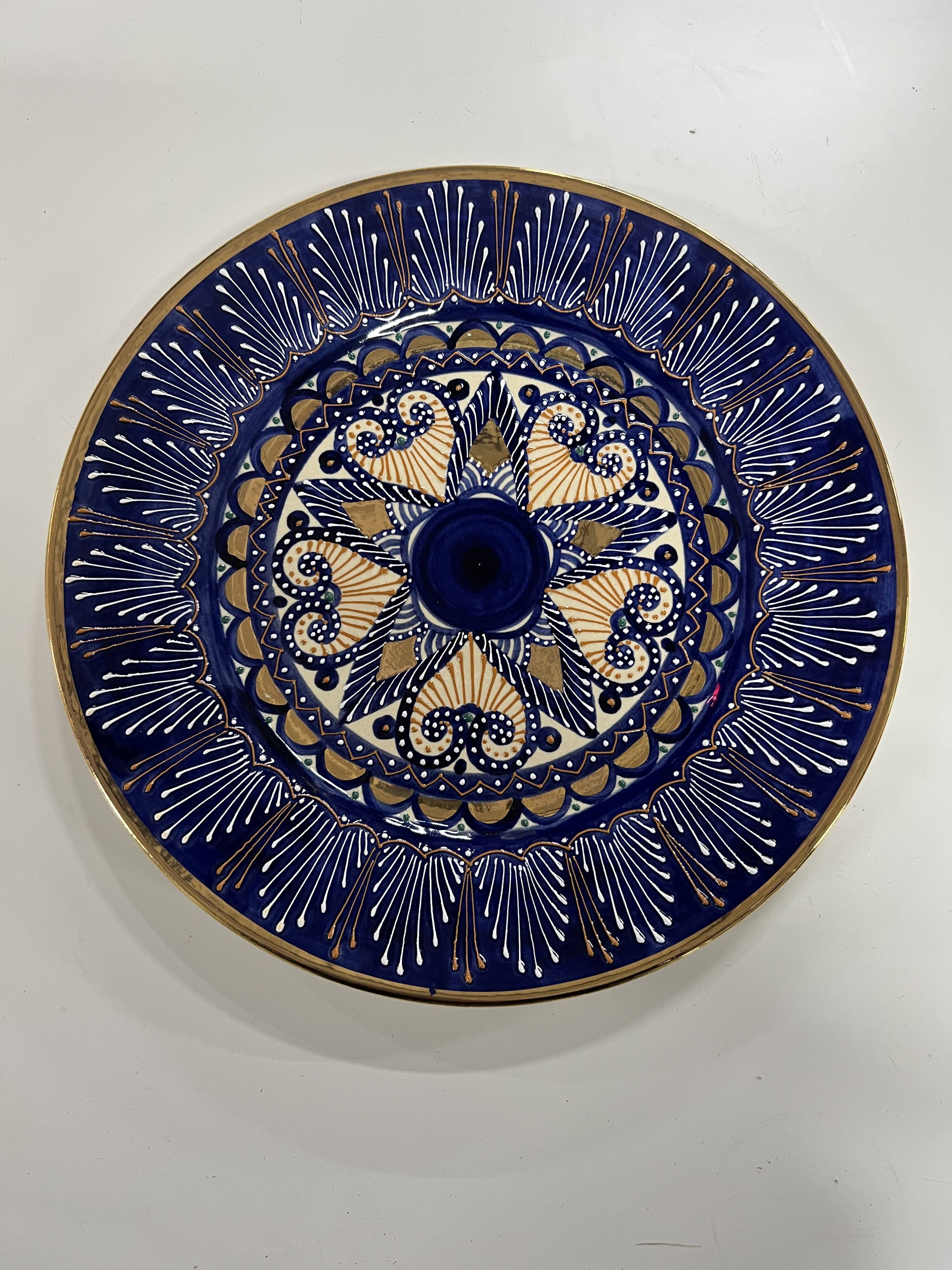 decorative plate enamelled vintage in earthenware HB Quimper