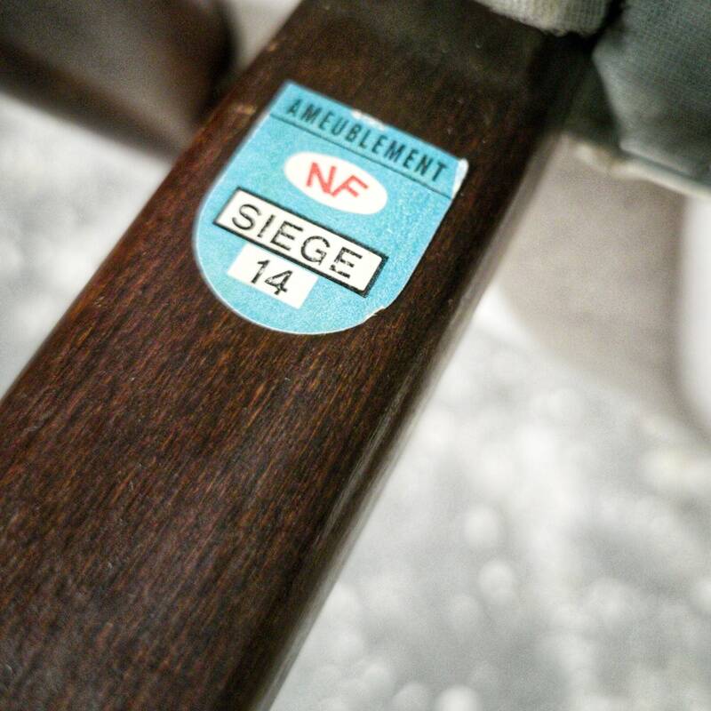 Pair of vintage teak and skai chairs