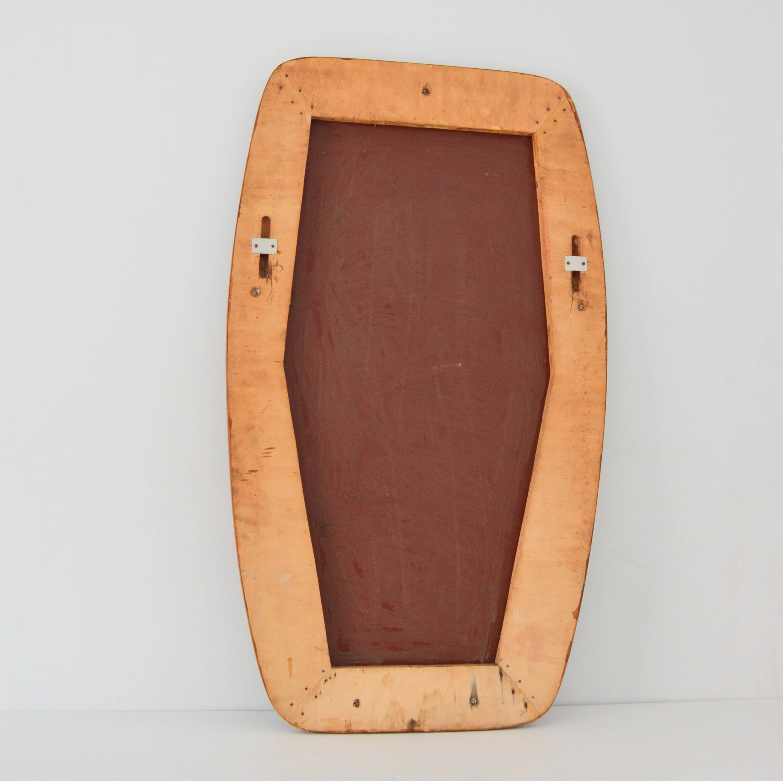 Large Scandinavian teak free-form mirror 1960