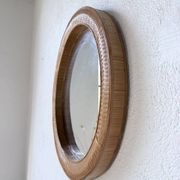 Woven wicker round mirror 1960