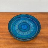 Large blue pottery bowl Rimini by Aldo Londi for Bitossi, Italy, 1960s.