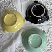 Serviteur 3 cendriers métal doré et scoubidou vintage jasba germany