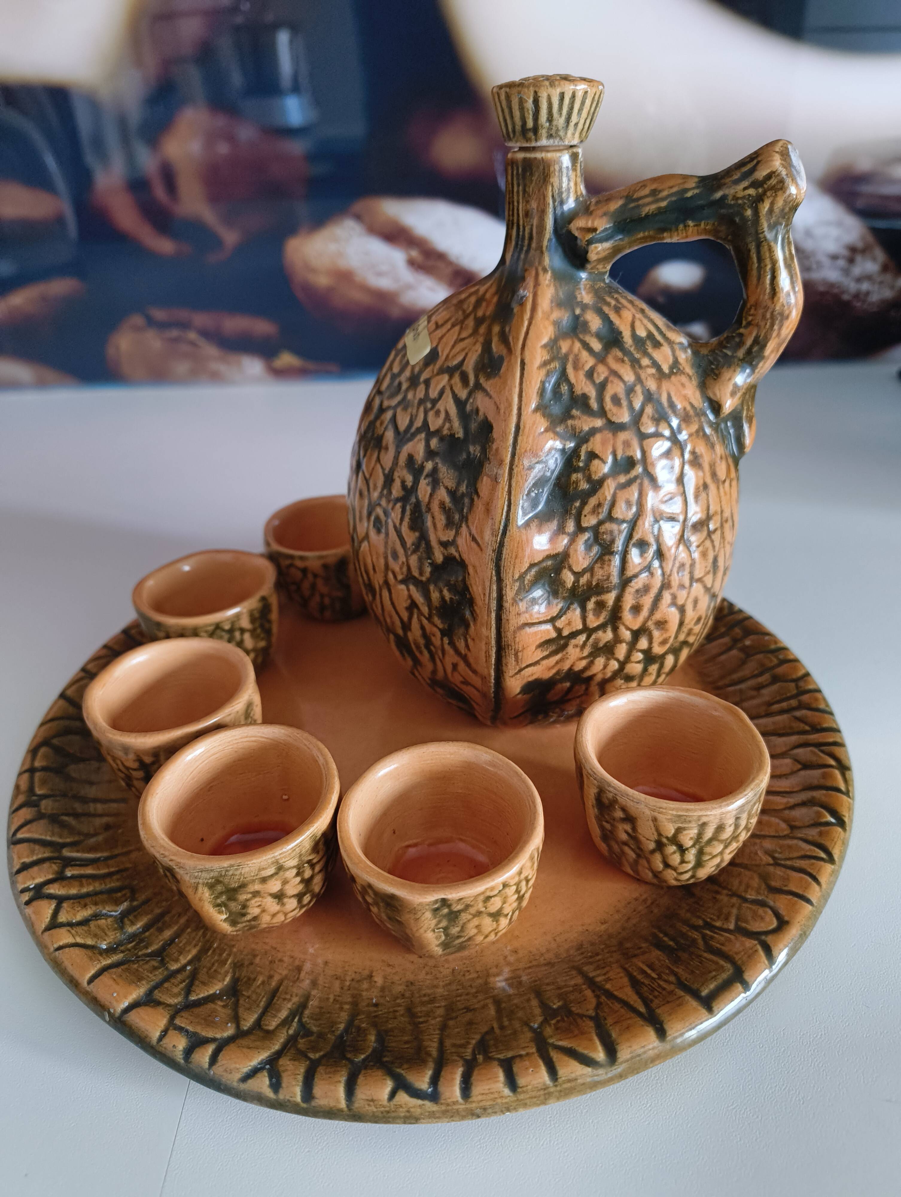 Liqueur service signed Bruno Dose – Céramique du Breuil, 20th century