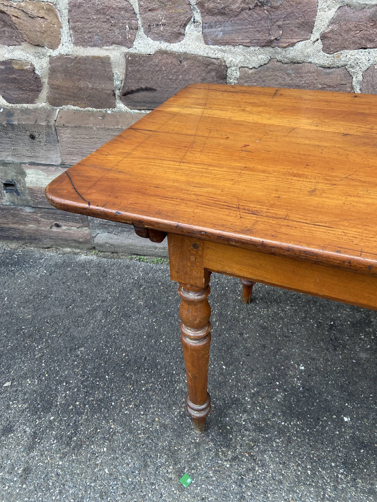 Large Alsatian farmhouse table 225 cm fir shade Merisier