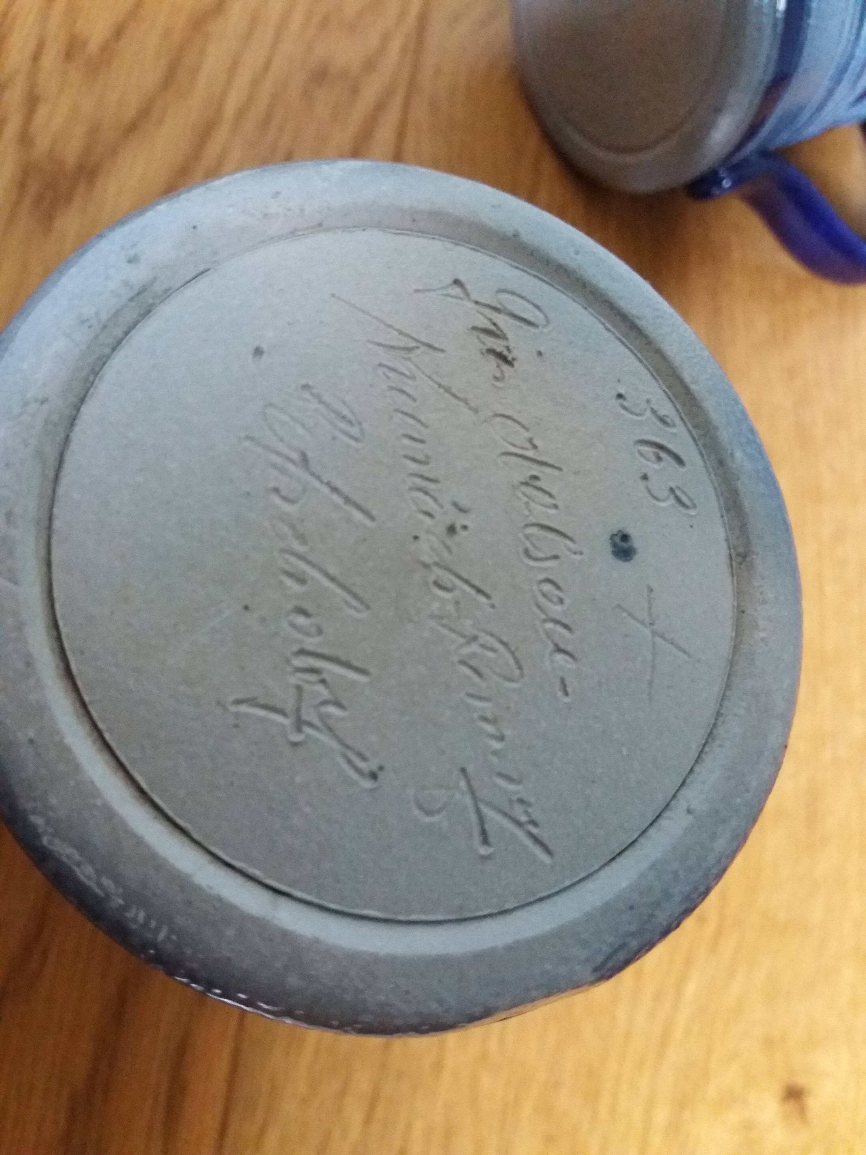 Mug cup in Alsace Betschdorf sandstone signed Krumeich Remmy