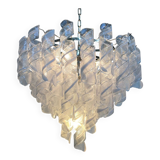 Lustre en verre de murano transparent et blanc « ricci » d70