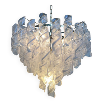 Transparent and white “ricci” murano glass chandelier d70