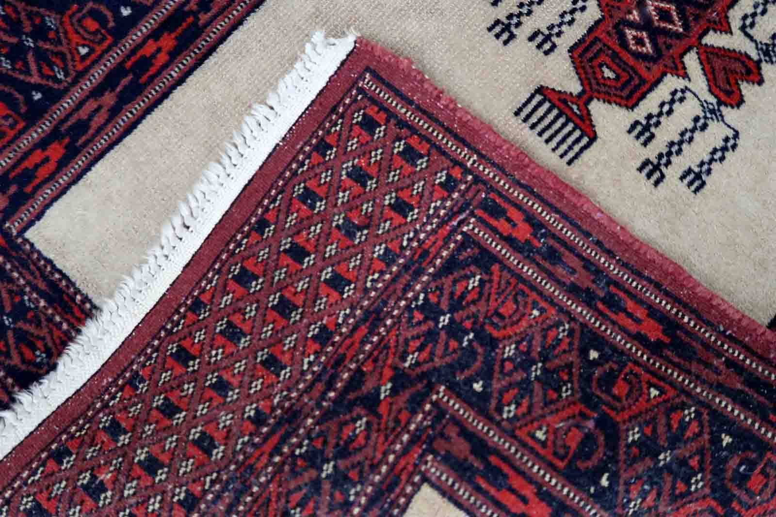 Vintage carpet Uzbek Bukhara handmade 61cm x 190cm 1960s