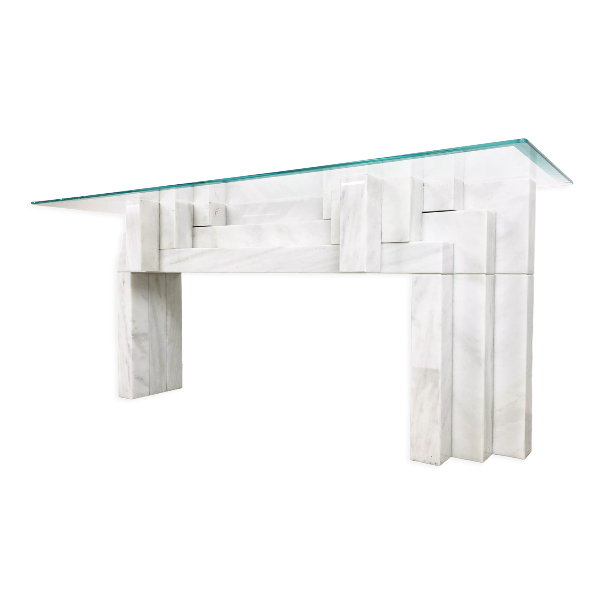 Vintage white marble console table Italy, 1980s
