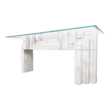 Vintage white marble console table Italy, 1980s