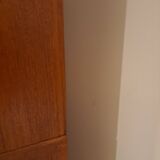 Deens hoge teak vakkenkast met bar vintage wandkast