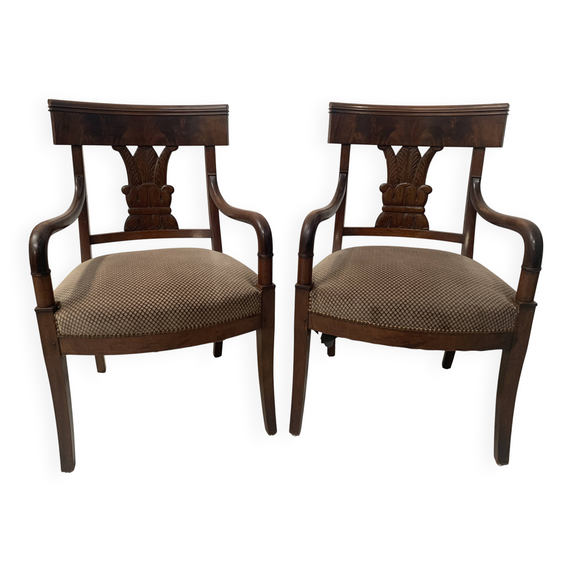 Pair of 19th century mahogany armchairs