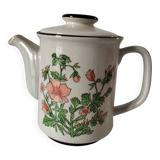 Vintage flowered stoneware teapot – 1970s