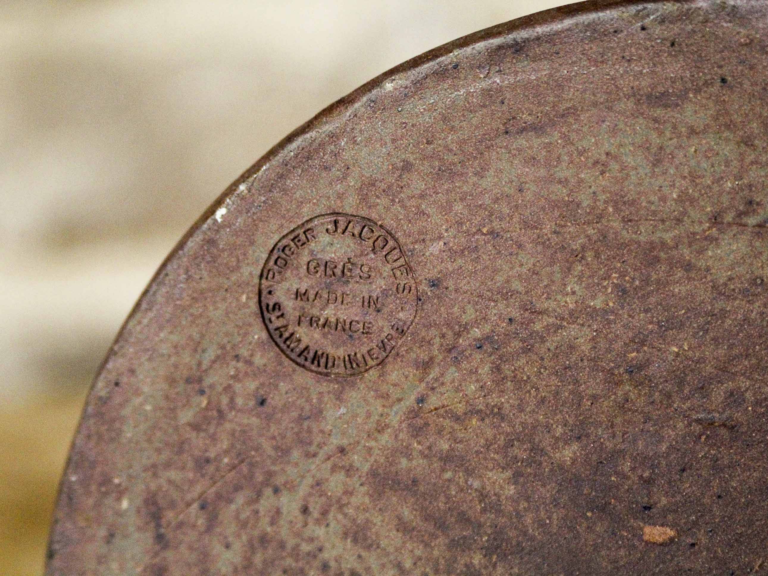 Large Roger Jacques stoneware pitcher