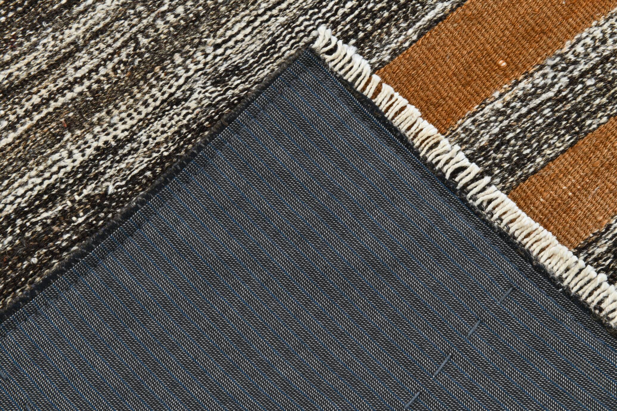 Tapis de couloir Kilim rayé marron crème 2x9, tapis de cuisine, 69x272 cm