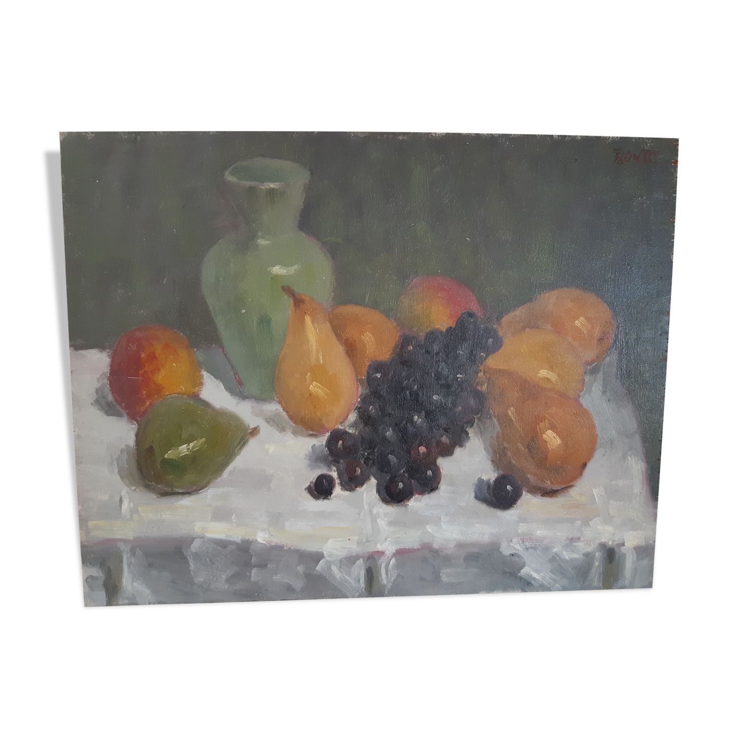 Still life with pears and grapes