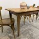 Old farmhouse table with tapered legs, late 19th to early 20th century.