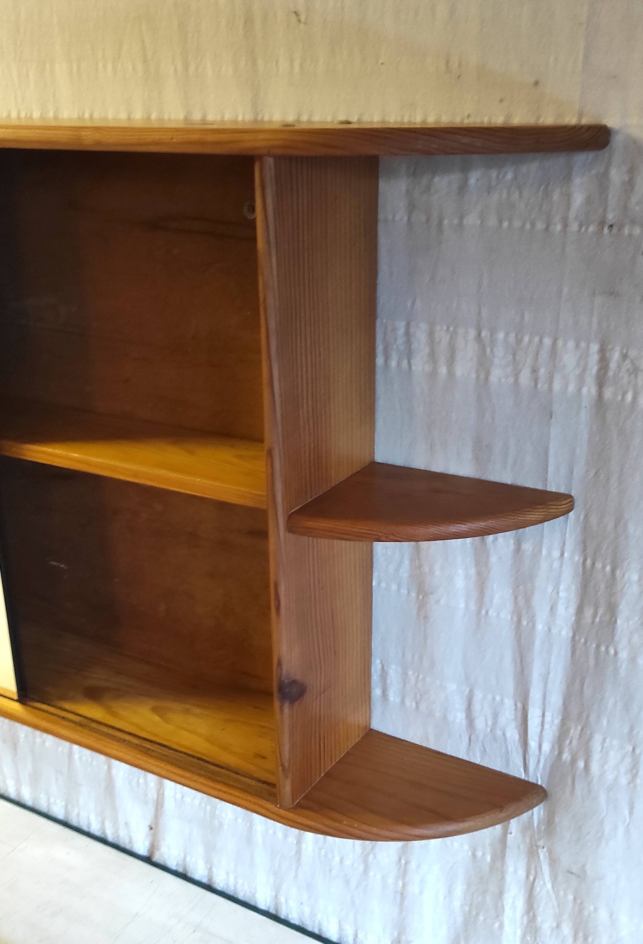 Solid pine bathroom cabinet with shelf - mid 20th century.