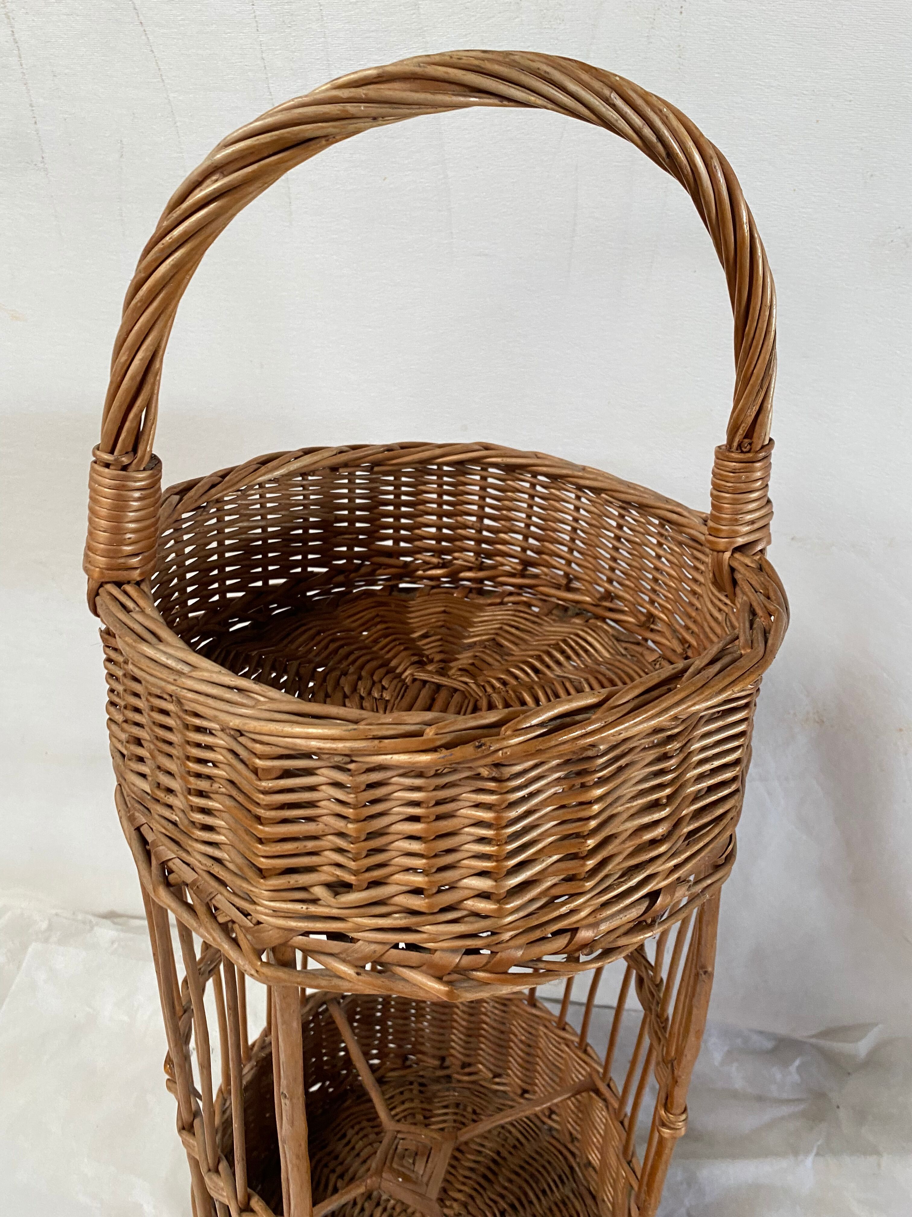 Vintage rattan bar basket