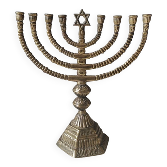Large Menorah/Hebrew Chandelier with 8 branches. Star of David. Bronze.
