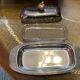 Vintage metal and glass butter dish