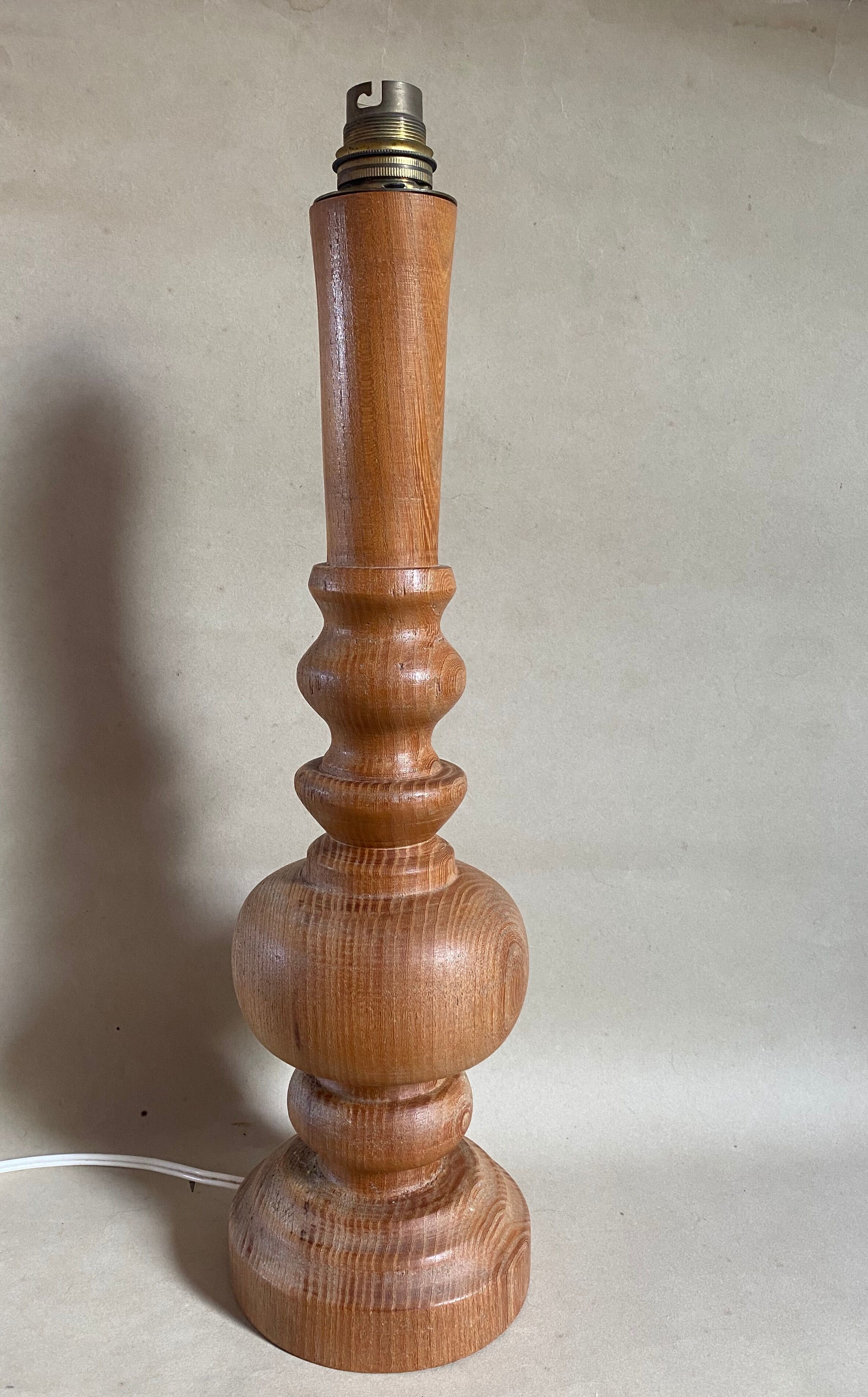 Wooden lamp foot turned vintage 1970
