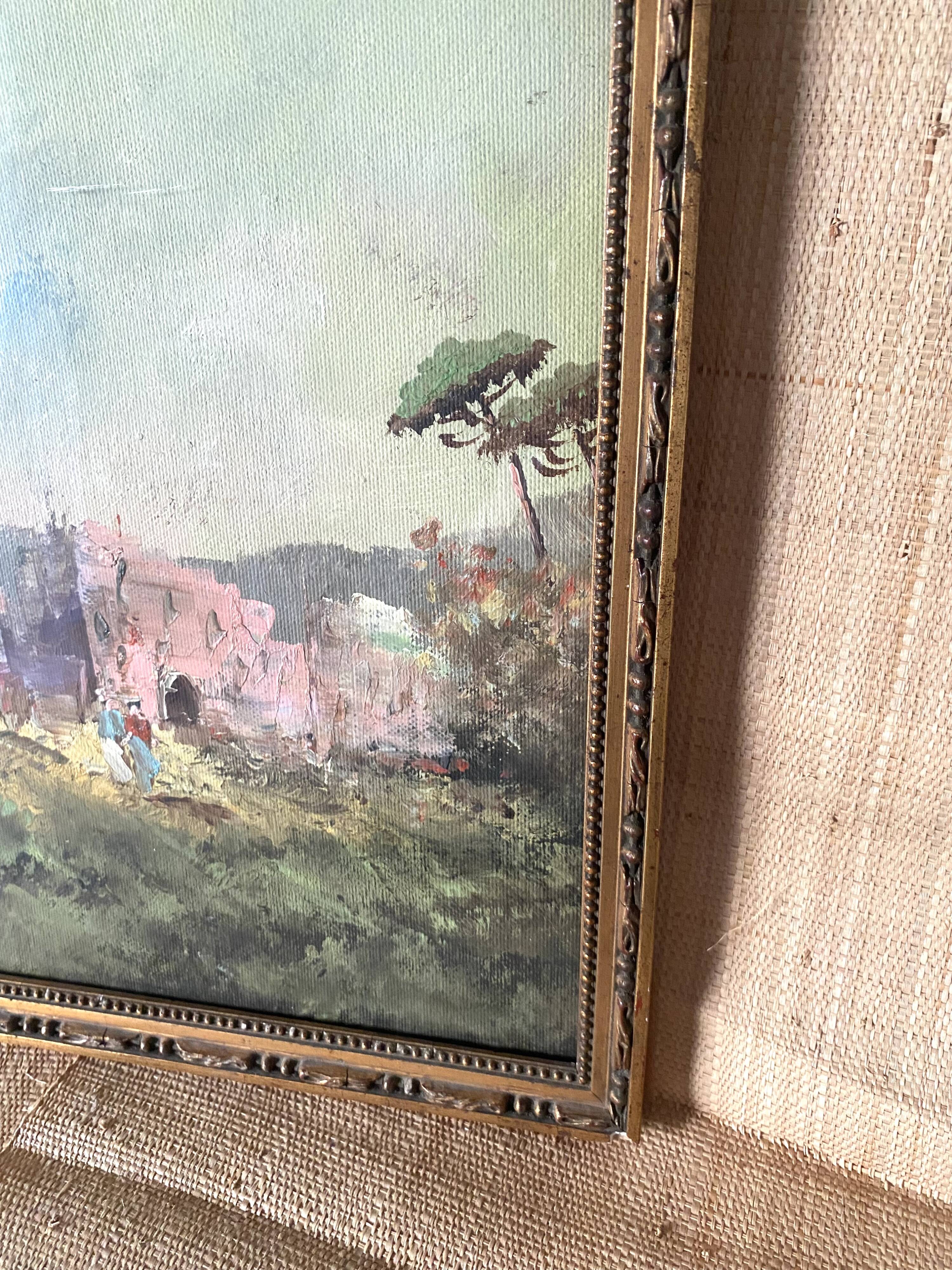 Huile sur toile  début 1900 sous verre