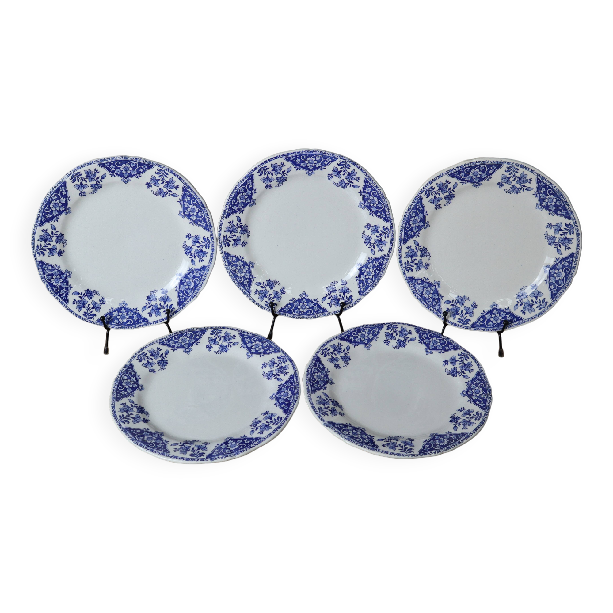 5 large dessert plates in old Gien earthenware