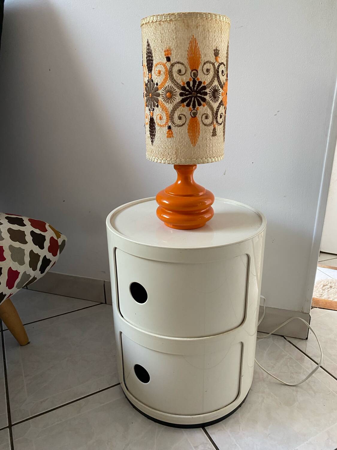 Lampe design Space age vintage années 70 original verre orange