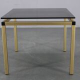 1970s Italian brass finish coffee table with smoked glass top
