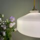 Vintage shade pendant lamp in white opaline