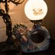 Mid-century white ceramic peacock table lamp, Europe, 1960s.