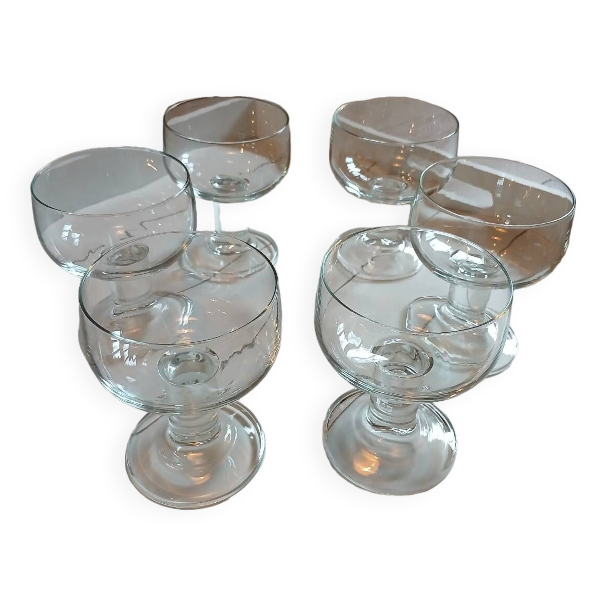 6 old champagne glasses