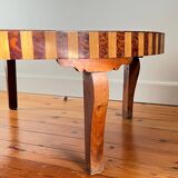 Round coffee table in Elm Burl, Art Deco decorative work - Year 1941