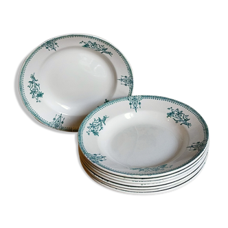 Eight plates of saint-Amand earthenware vintage with field blueberries