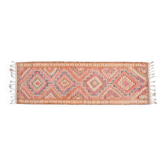 Tapis couloir vintage fait main en laine Oushak turc orange rose 100x290