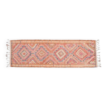 Orange Pink Turkish Oushak Vintage Handmade Wool Runner Rug  100x290