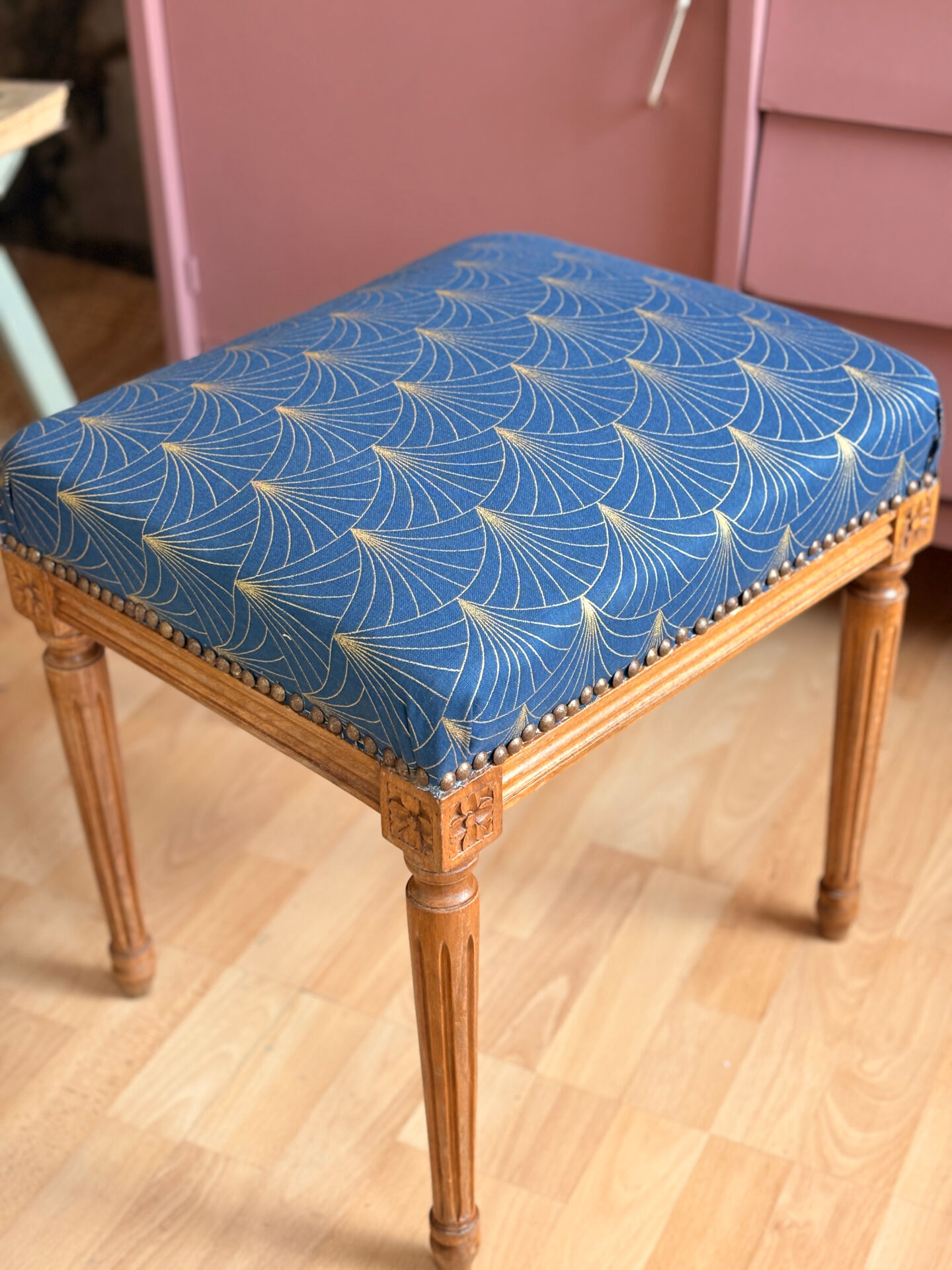 Louis Philippe stool reupholstered