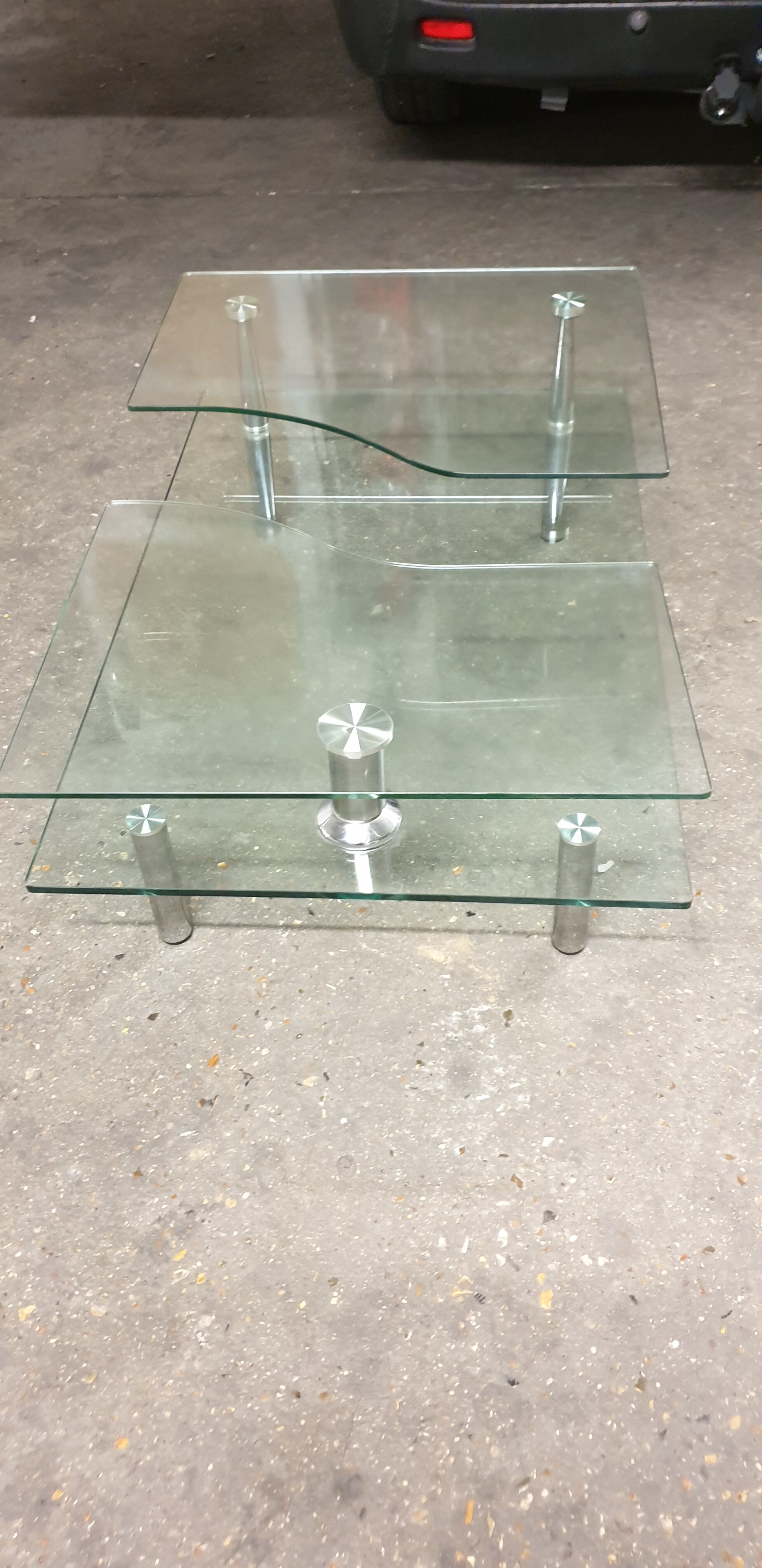Glass and chrome coffee table
