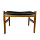 Tabouret en cuir noir et palissandre, de design danois fabriqué par Spøstrup Furniture, années 1960