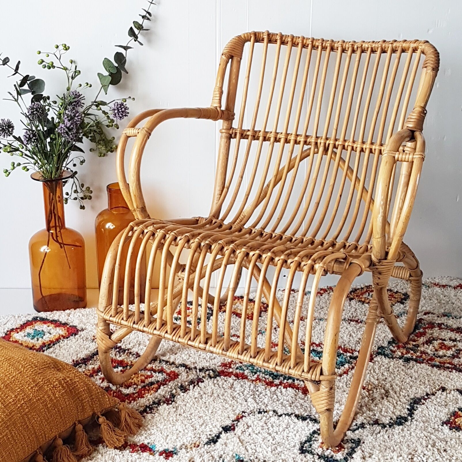 Armchair in vintage rattan years 60