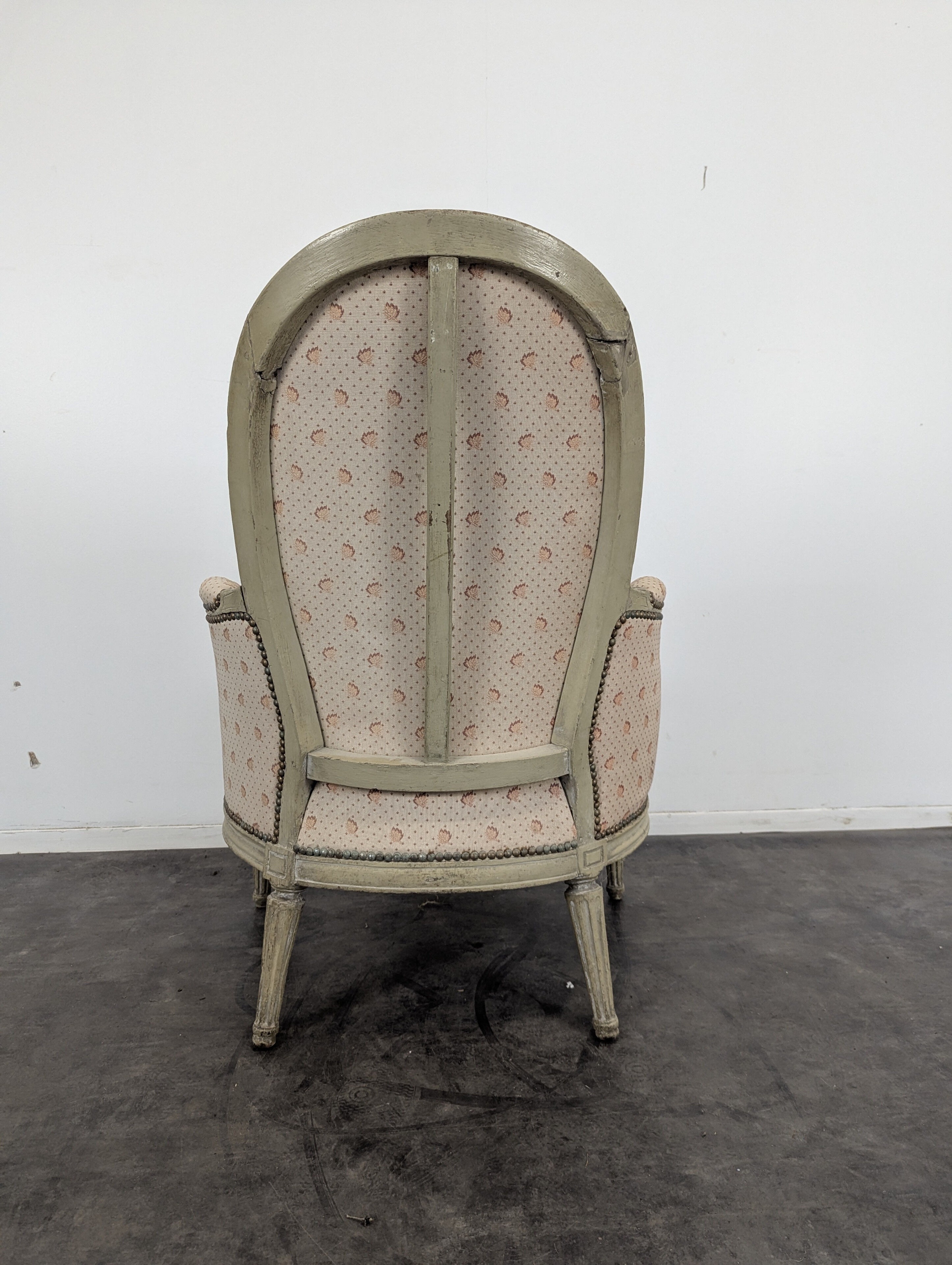 Louis XVI period bergère armchair with re-engraving
