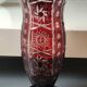 Large vase in hand-cut Bohemian crystal. Deep ruby red. Roemer style. Dim 29 x 14.5 cm