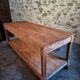 French antique work table in pitch pine – large workshop / draper's table, early 20th century