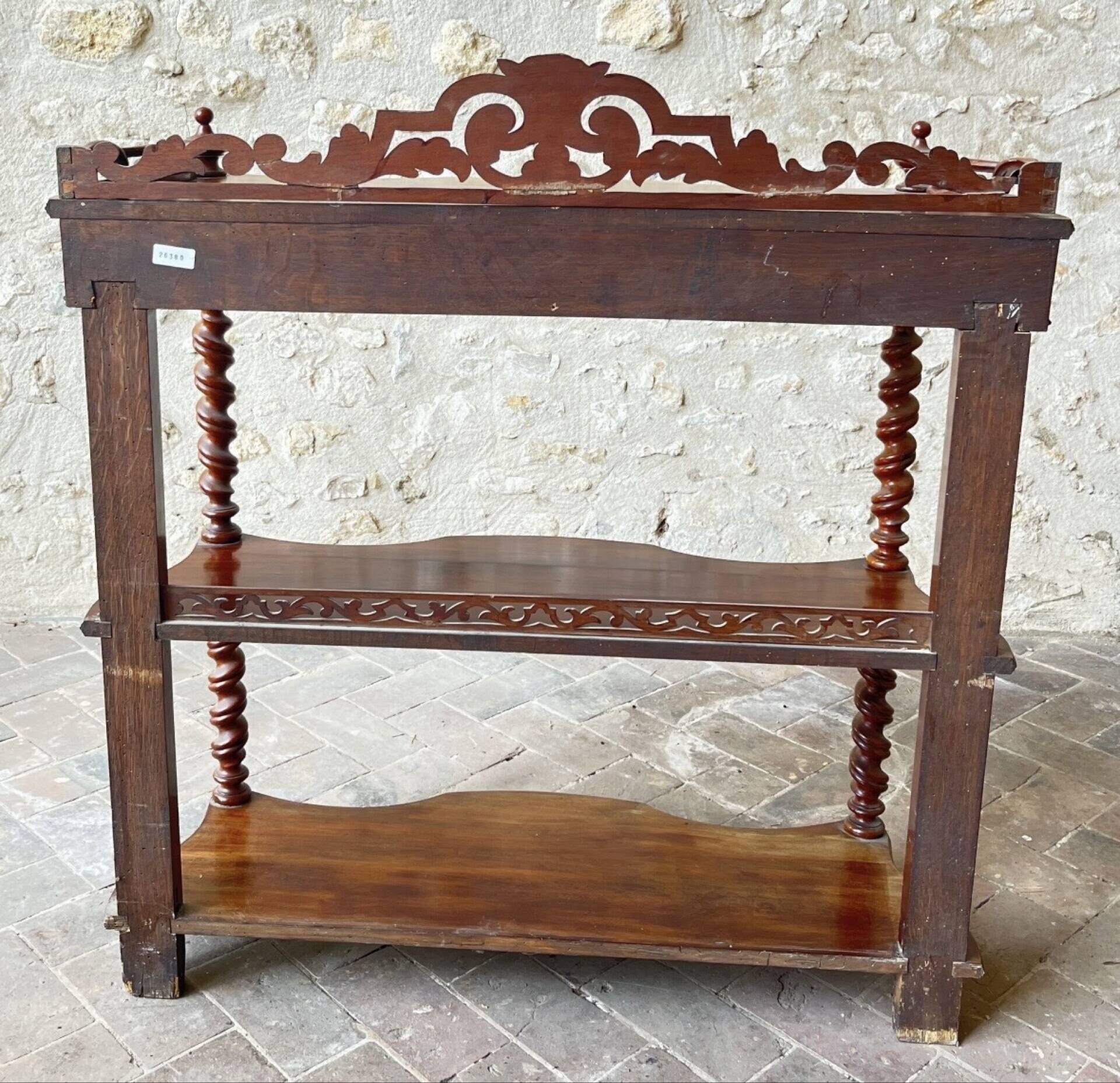 19th century English console – Solid mahogany and veneer – Sculptures