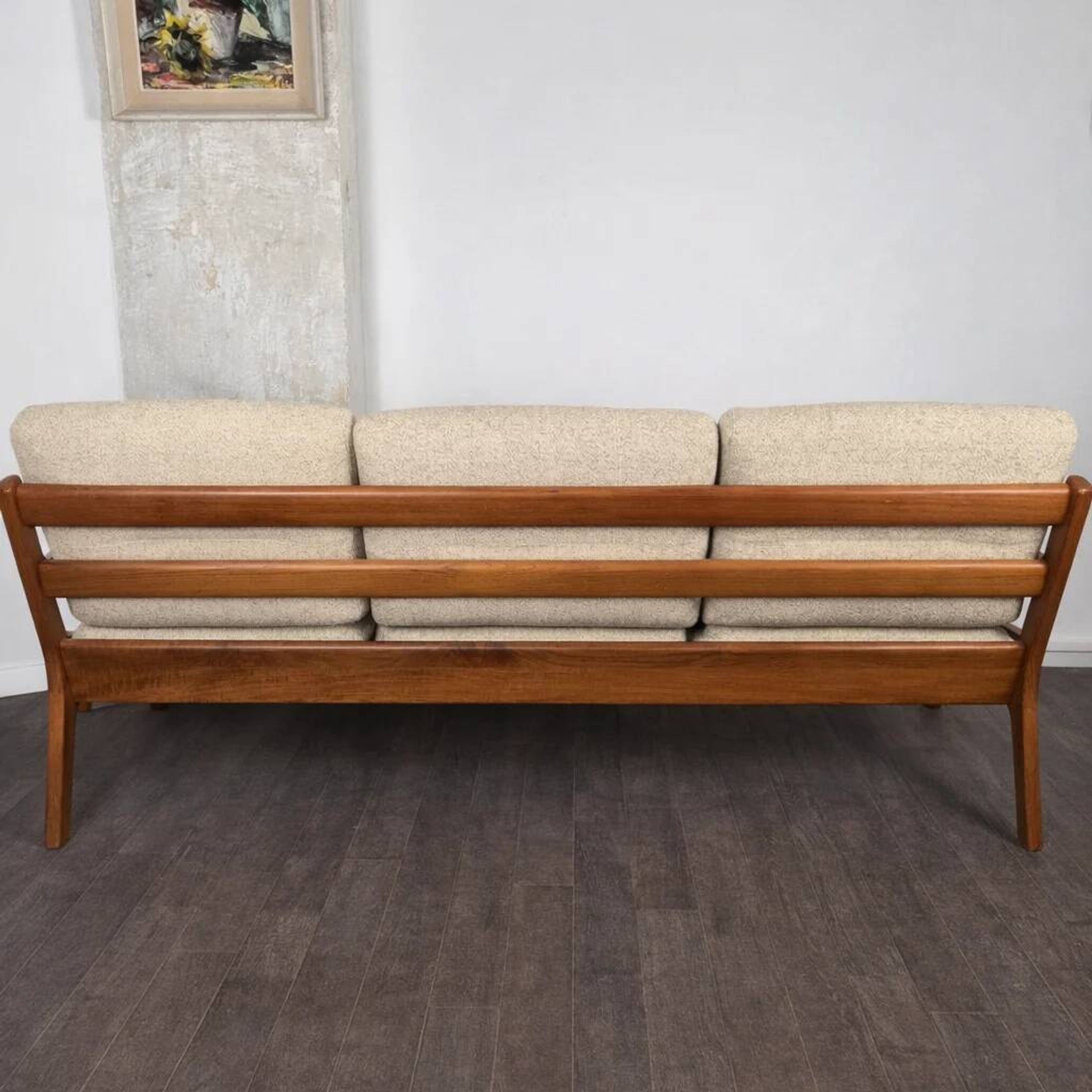 Three-seater sofa in teak and wool model Senator by Ole Wanscher for P. Jeppensen Møbelfabrik, Denmark, 1960.