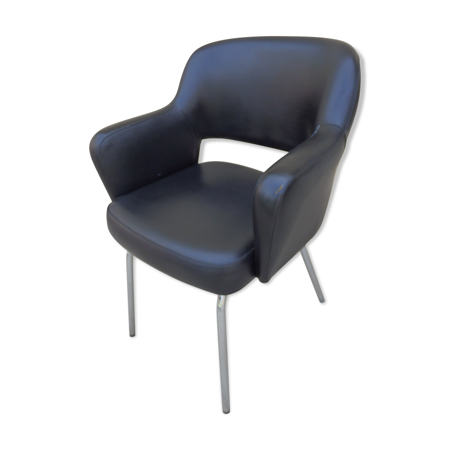 Vintage conference armchair skai black year 50/60
