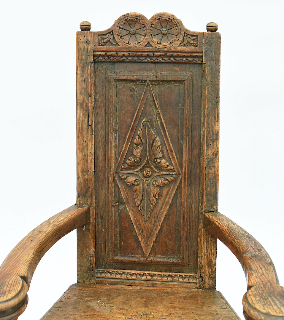 Renaissance style caquetoire armchair